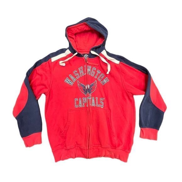 Y2K Washington Capitals GIII Red Full Zip Sweatshirt Sz M - Picture 1 of 7